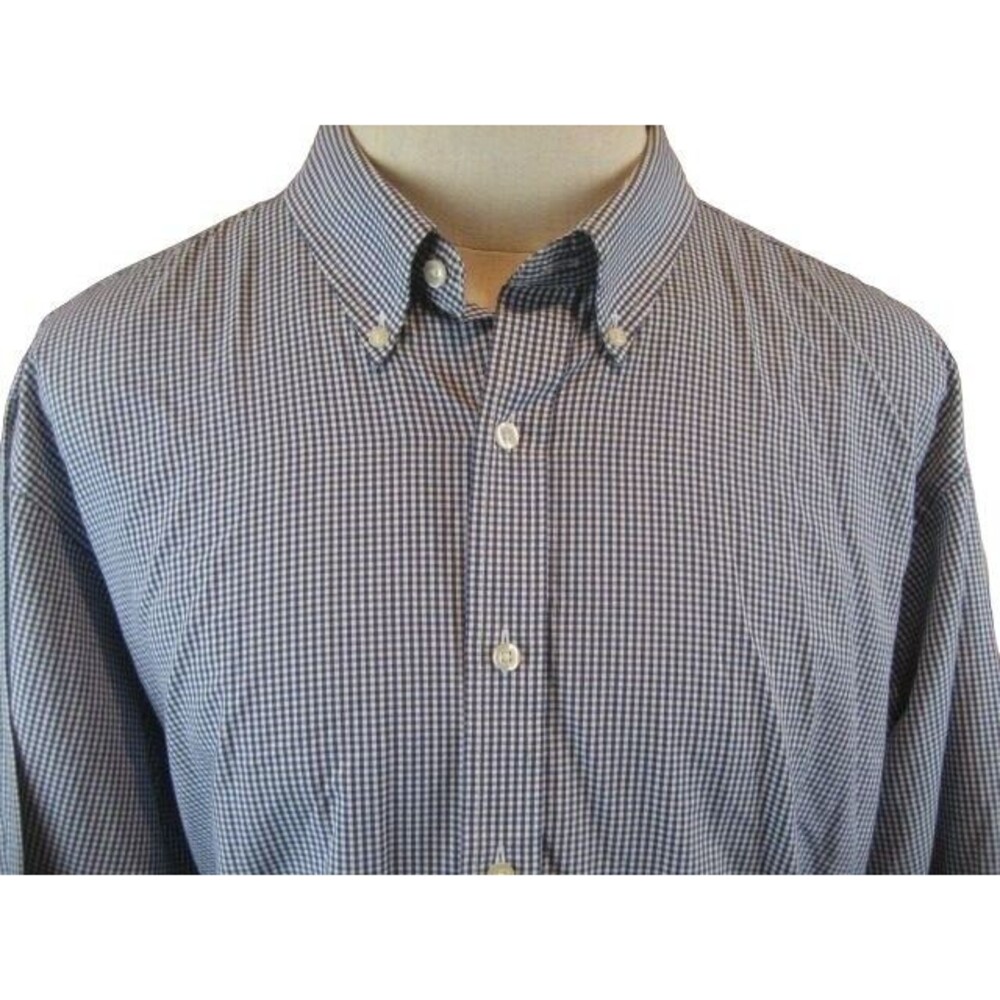 Mens Chaps Ralph Lauren Blue Plaid LS Cotton Casual Shirt sz 18.5x36/37